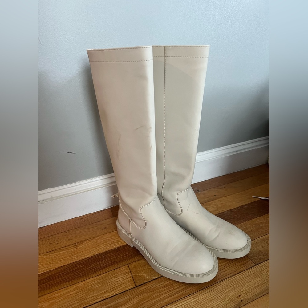 Zara white military boots